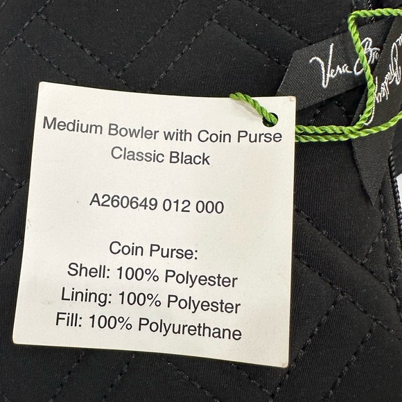 Vera Bradley Classic Black Quilted Medium Bowler Hand Bag with Coin Purse_NWT - Picture 10 of 16